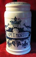 Caput Mortuum drug jar, 
Delftware, made in Holland,
1940-1968 by Oud Delft 
company.