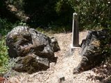 Stone gravemarkers and obelisk. 
Newton, Harrison, Porteous.
Garden D 2, northeast corner.