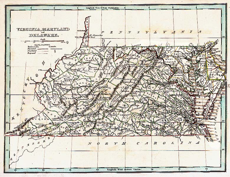 Virginia, Maryland, Delaware,  1835

map.