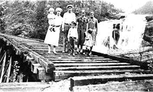 Bald River Falls Bridge with Unknown Family