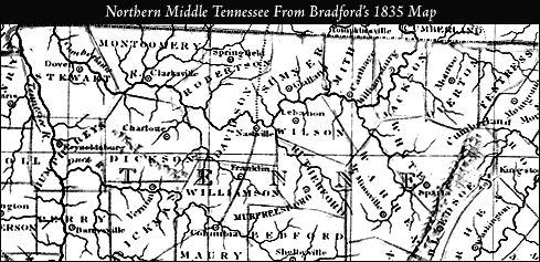 Northern Middle TN Map, 1835