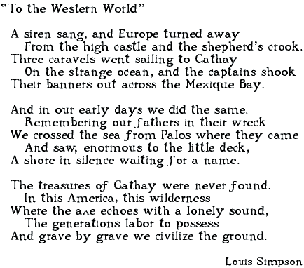 To the Western World, by Louis Simpson