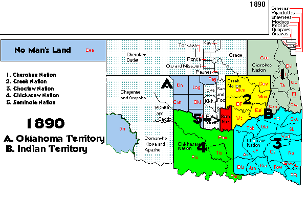 1890 Indian Territory Map