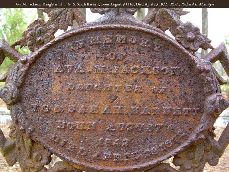Ava M. Jackson Cast Iron Grave Marker, detail