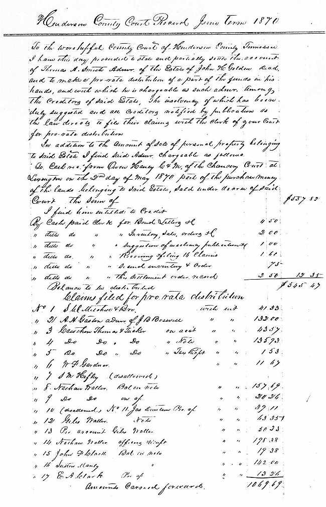 Example Insolvency Settlement Report from Settlements, Involvent