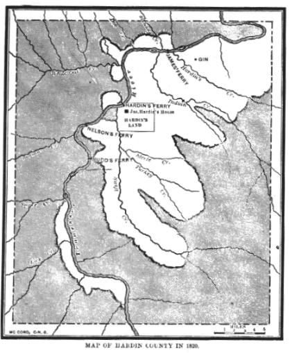 Map of Hardin County in 1820