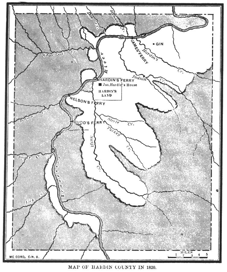 Map of Hardin County in 1820