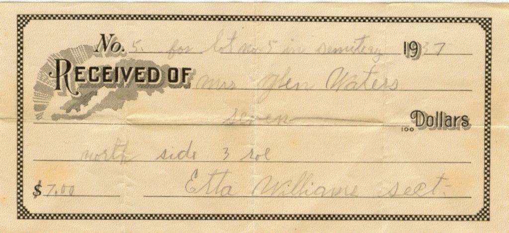 Check for payment of cemetery lot