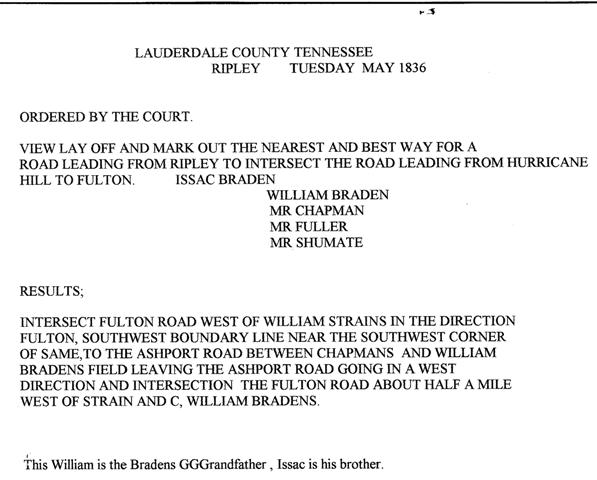 Court Document for Lauderdale County TN roadway