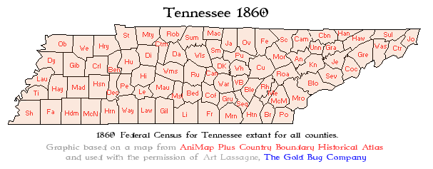 Tennessee Census Maps. TNGenWeb Map Project.