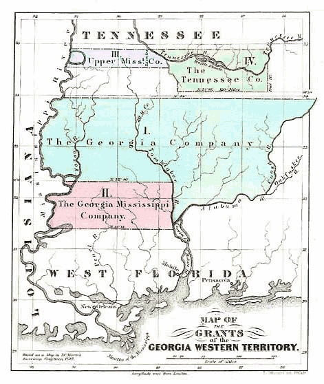 Grants of the Georgia Western Territory in Mississippi Territory, a map