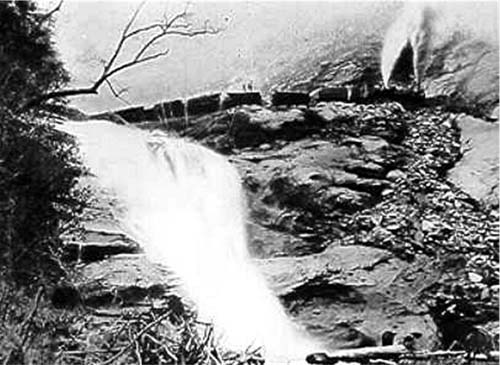 Babcock Lumber Train crossing Bald River Falls