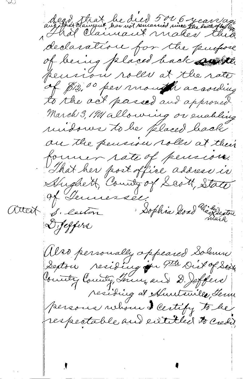 Scott Co Tn Civil War Pension Applications