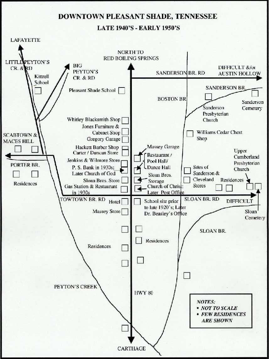 Pleasant Shade Map Late 1940's to Early 1950's