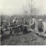 Otto Tift and others sawing wood near Dover