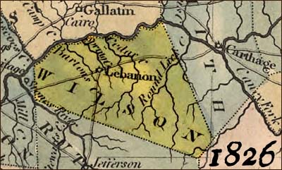 Thumbnail map of Wilson County Tennessee, 1826